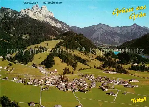 Graen Tirol Wandergebiet Tannheimertal Haldensee Gimpel Rote Flueh Tannheimer Berge Fliegeraufnahme Kat. Graen