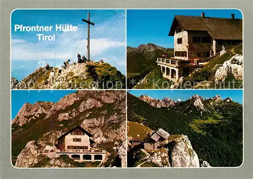 Graen Tirol Pfrontner Huette am Aggenstein Gipfelkreuz Kat. Graen