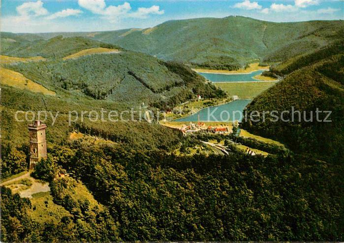 Bad Lauterberg Bismarckturm Fliegeraufnahme mit Odertalsperre Kat. Bad