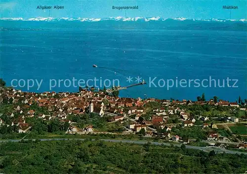 Immenstaad Bodensee mit Alpenkette Fliegeraufnahme Kat. Immenstaad am Bodensee