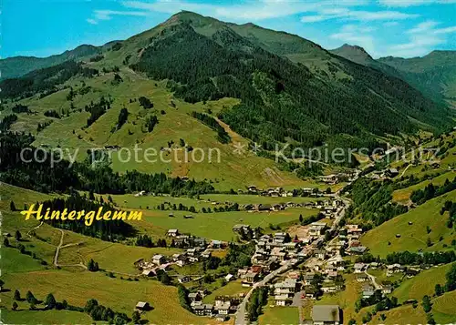 Hinterglemm Saalbach Panorama mit Zwoelfer Kitzbueheler Alpen Fliegeraufnahme