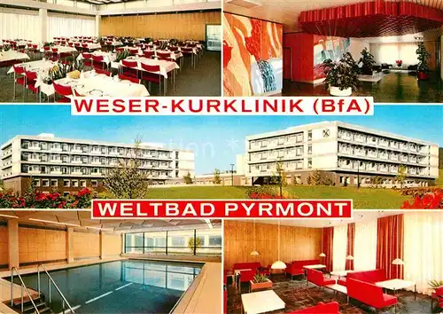 Bad Pyrmont Weser Kurklinik der BfA Speisesaal Hallenbad Kat. Bad Pyrmont