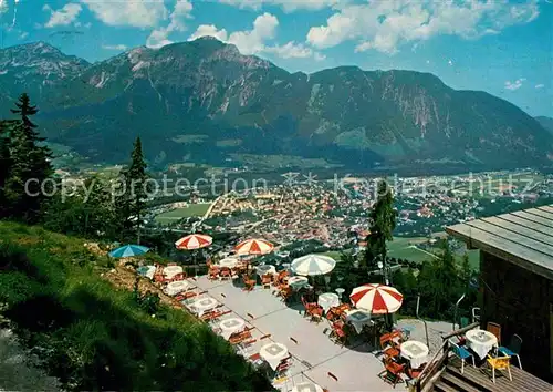 Bad Reichenhall Stadtberglift Terrasse Bergrestaurant Blick zum Hochstaufen Chiemgauer Alpen Kat. Bad Reichenhall