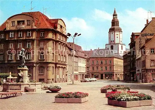 Doebeln Roter Platz mit Nikolaikirche Brunnen Kat. Doebeln