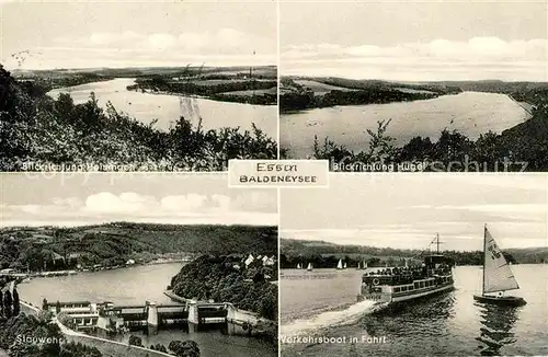 Essen Ruhr Baldeneysee Huegel Stauwehr Verkehrsboot  Kat. Essen