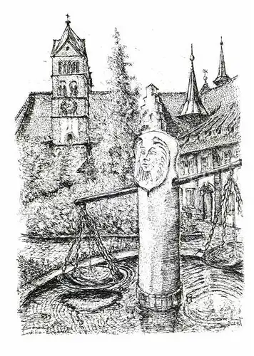 Breisach Rhein Justitia Brunnen Kat. Breisach am Rhein