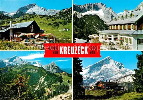 Garmisch Partenkirchen Kreuzeck Hochalm gegen Alpspitze Kreuzeckalm Zugspitze Wettersteingebirge Kat. Garmisch Partenkirchen
