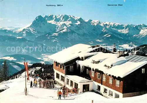 Werfenweng Sportalm Strussing Bergrestaurant Hochkoenig Steiners Meer Winterpanorama Alpen Kat. Werfenweng