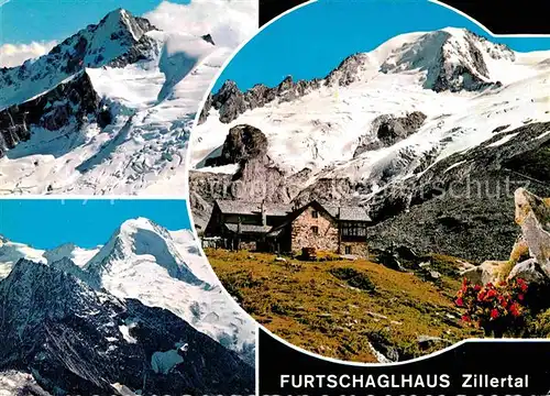 Furtschagelhaus mit Grosser Moesele Thurnerkamp Rossruckspitze Zillertaler Alpen Kat. Mayrhofen
