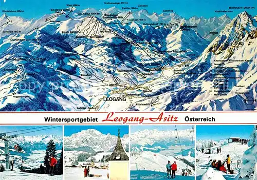 Leogang Wintersportgebiet uebersichtskarte Skigebiet Leogang Asitz Kat. Leogang