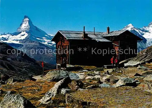 Zermatt VS Touristenhaus Fluhalp Matterhorn Dent Blanche Walliser Alpen Kat. Zermatt