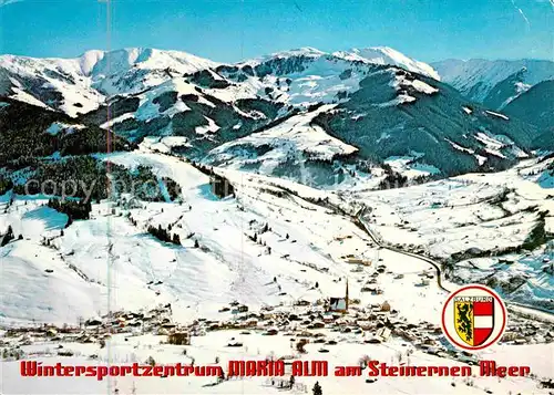 Maria Alm Steinernen Meer Wintersportzentrum Hintermoos Hinterthal Alpenpanorama Fliegeraufnahme Kat. Maria Alm am Steinernen Meer