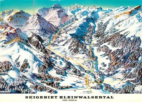 Hirschegg Kleinwalsertal Vorarlberg uebersichtskarte Skigebiet Kleinwalsertal Kat. Mittelberg