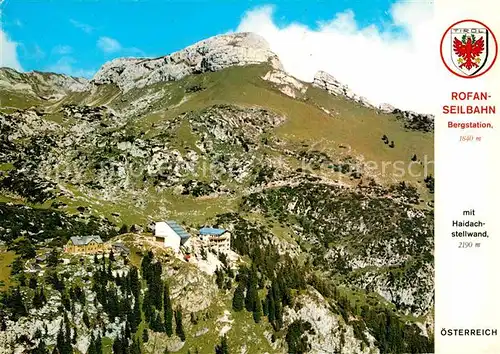 Maurach Achensee Rofanseilbahn Bergstation mit Erfurter Huette Berggasthof Rofan Fliegeraufnahme