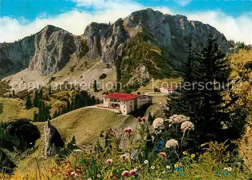 Kampenwand Chiemgau Berggasthof mit Scheibenwand Bergstation Seilbahn Chiemgauer Alpen Kat. Aschau i.Chiemgau