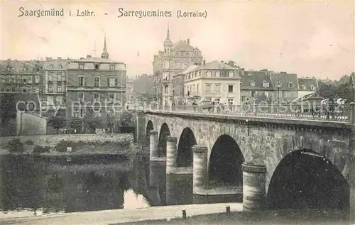 Saargemuend Bruecke Stadtansicht  Kat. Sarreguemines