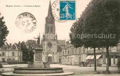 Mayet Brunnen Kirche Fuhrwerk Denkmal Kat. Mayet