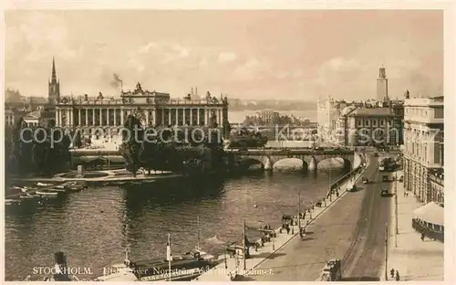 Stockholm Blick ueber Norrstroem Rikodagshuse Kat. Stockholm