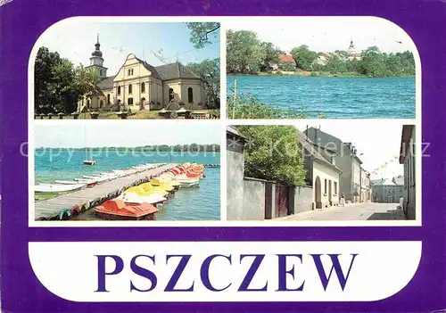 Polen Pszczew See Kirche Boote Kat. Polen
