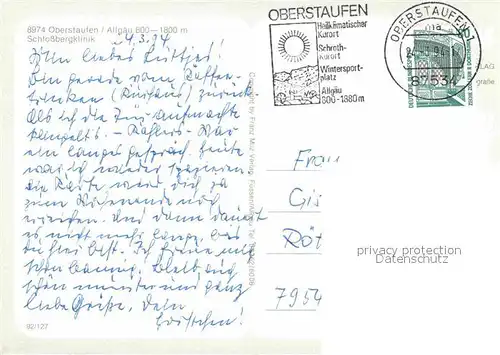 Oberstaufen Schlossbergklinik Kat. Oberstaufen