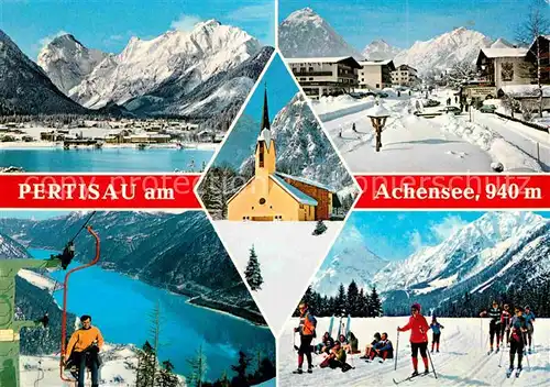 Pertisau Achensee Winterlandschaft Ortsansichten Loipe Sessellift Kat. Eben am Achensee