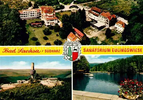 Bad Sachsa Harz Sanatorium Eulingswiese Aussichtsturm See Fliegeraufnahme Kat. Bad Sachsa