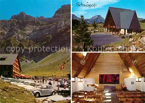 Schwaegalp AR Restaurant Talstation mit Saentis Appenzeller Alpen Bergkapelle mit Stockberg