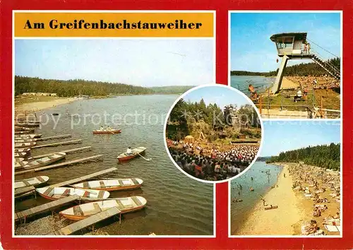 Ehrenfriedersdorf Erzgebirge am Greifenbachstauweiher Strand Kat. Ehrenfriedersdorf