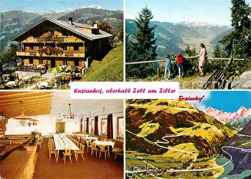 Zell Ziller Tirol Enzianhof Alpengasthof Panoramakarte Kat. Zell am Ziller