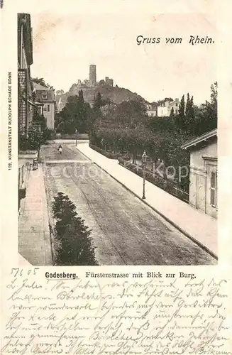 Godesberg Bad Fuerstenstrasse mit Blick zur Burg Kat. Bonn