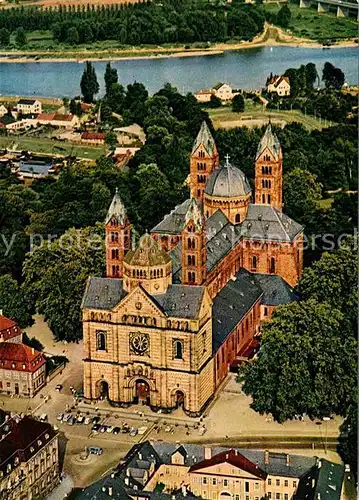 Speyer Rhein Fliegeraufnahme mit Dom und Rhein Kat. Speyer