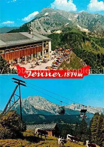 Jenner Berchtesgaden Berggaststaette mit Schneibstein Jennerbahn Hundstod und Watzmann Kat. Berchtesgaden