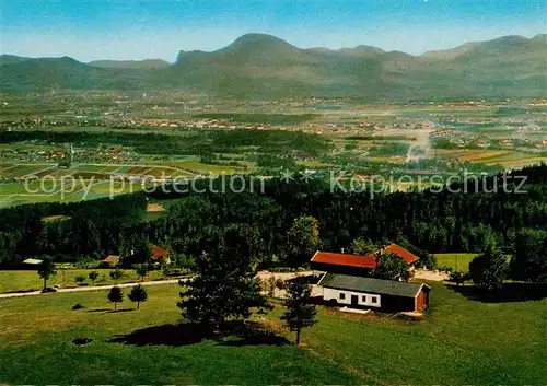 Neubichler Alm Restaurant Fliegeraufnahme mit Salzburg und Gaisberg Kat. Piding