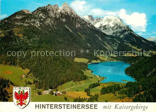 Hintersteinersee Fliegeraufnahme mit Kaisergebirge Kat. Kufstein