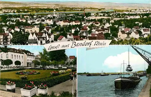 Bendorf Rhein Gesamtansicht Park Schiff im Hafen Kat. Bendorf