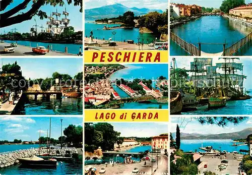 Peschiera Lago di Garda Teilansichten Hafenpartien Segelschiffe