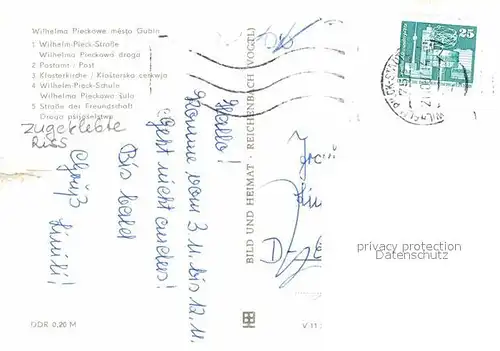 Guben Wilhelm Pieck Str Postamt Klosterkirche Wilhelm Pieck Schule Strasse der Freundschaft Kat. Guben