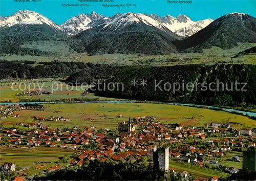 Zirl mit Ruine Fragenstein und Kalkkoegel Kat. Zirl