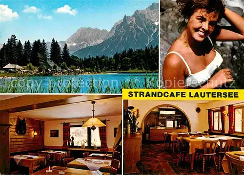 Mittenwald Bayern Strandcafe Restaurant Lautersee Kat. Mittenwald