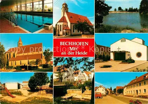Bechhofen Mittelfranken Hallenbad Kirchen Spielplatz See Strassenpartie Kat. Bechhofen