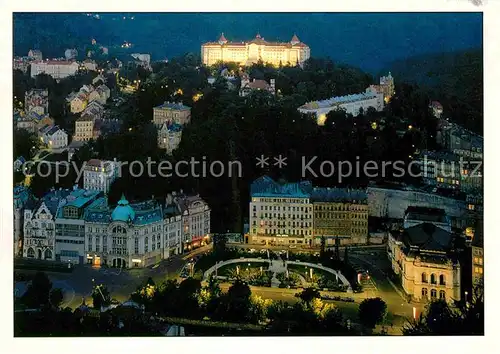 Karlovy Vary Blick von der Petrushoehe bei Nacht Kat. Karlovy Vary Karlsbad