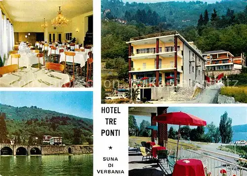 Suna Verbania Hotel Tre Ponti Gaststube Terrasse Lago Maggiore Kat. Verbania