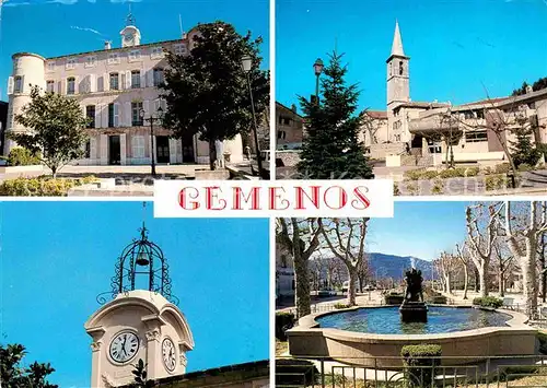 Gemenos Hotel de Ville Poste et l Eglise Horloge et Campanile Fontaine du cours Kat. Gemenos