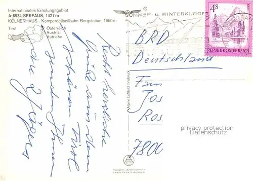 Serfaus Tirol Koelnerhaus Fliegeraufnahme Kat. Serfaus