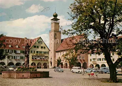 Freudenstadt Naturbrunnen mit Rathaus Kat. Freudenstadt