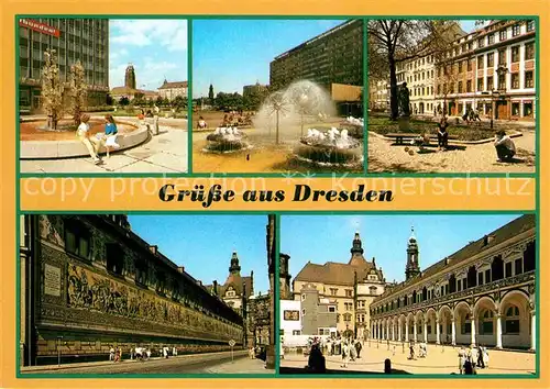 Dresden Glasbrunnen am Pirnaischen Platz Prager Str Strasse der Befreiung Fuerstenzug Stallhof Kat. Dresden Elbe