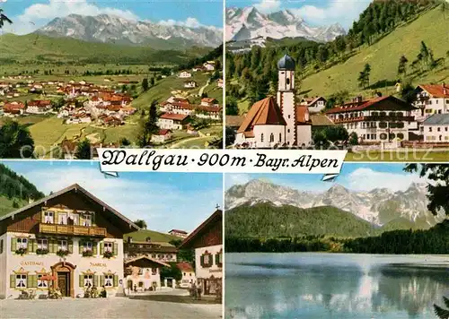 Wallgau Wetterstein Dreitorspitze Zugspitzmassiv Gasthaus Isartal Barmsee mit Karwendel Kat. Wallgau