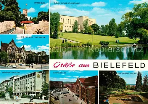 Bielefeld Sparrenburg Rudolf Oetker Konzerthalle Rathaus Stadttheater Leineweber Denkmal Hauptbahnhof Botanischer Garten  Kat. Bielefeld