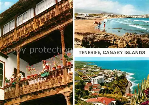 Tenerife Innenhof der Casa de los Balcones Strand Panorama Kat. Islas Canarias Spanien