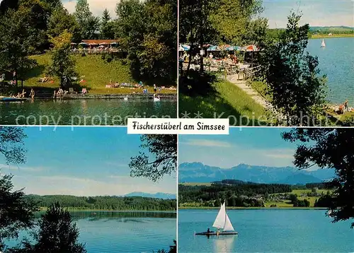 Krottenmuehl Fischerstueberl Simssee Badestrand Kat. Soechtenau